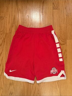 Nike Red Ohio State Basketball Shorts with White Accents